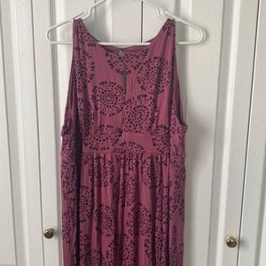 Mauve and black printed maxi dress, Loft size XL